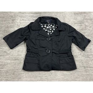 Ecologie Jacket Womens Petite Large PL Black Button Front‎ Half Sleeve
